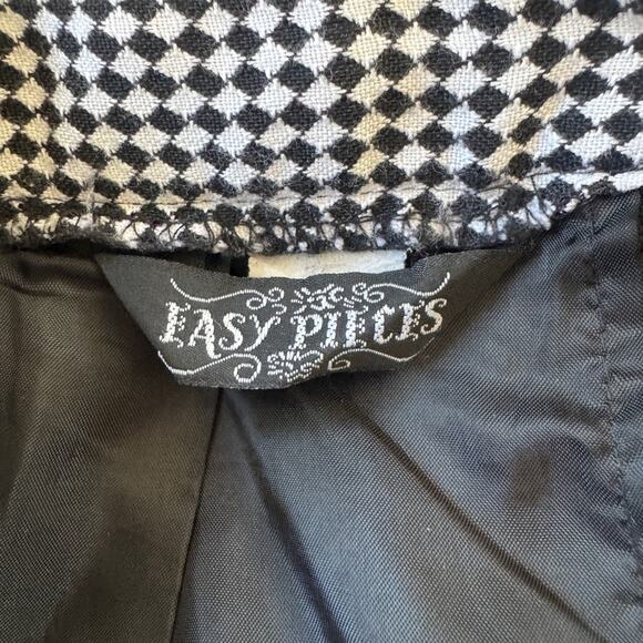 Vintage ‘90s Easy Pieces Black & White Checkered Diamond Print Knee Length Skirt - Picture 8 of 8